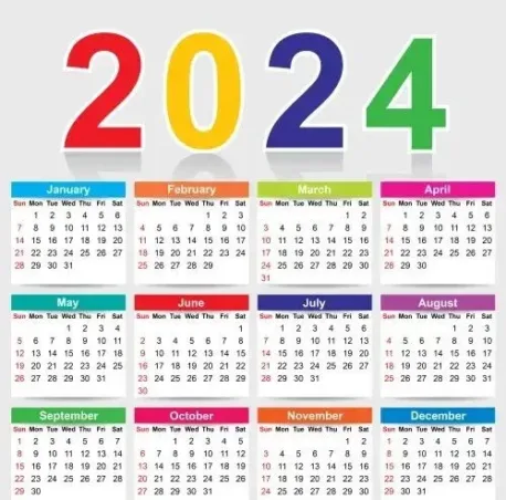 2024 colorful calendar