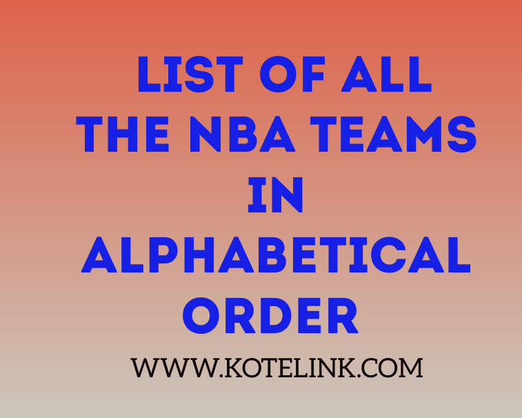 List of all the NBA Teams in Alphabetical Order