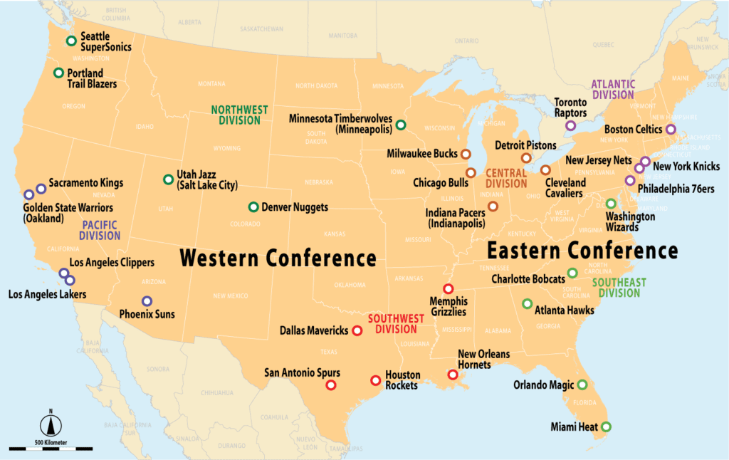 NBA Divisions Map
